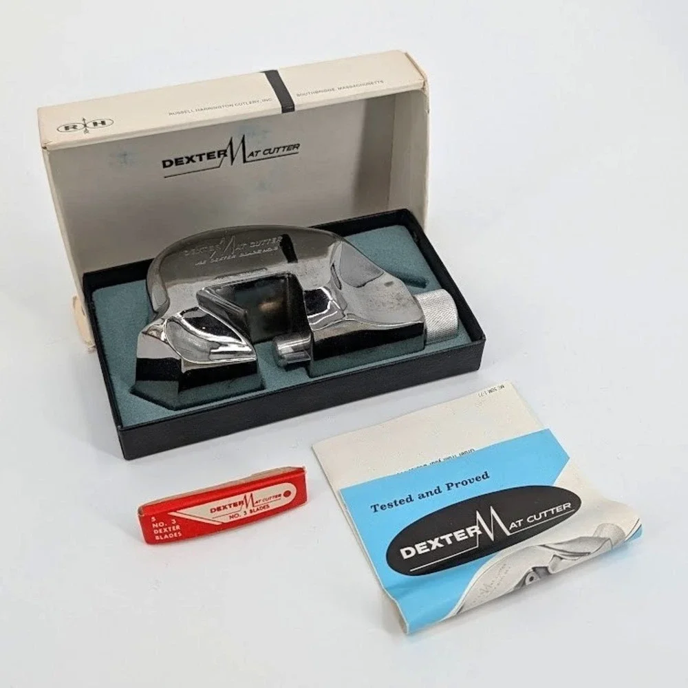 Vintage Dexter Mat Cutter Russell Harrington Chrome Tool‎ with Box and Manual